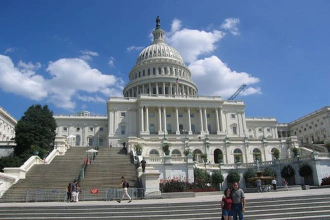 The United States Capitol building and steps on Capitol Hill.