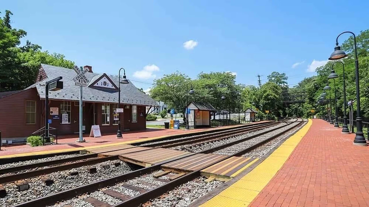 The Germantown MARC station and railway platforms in Maryland.