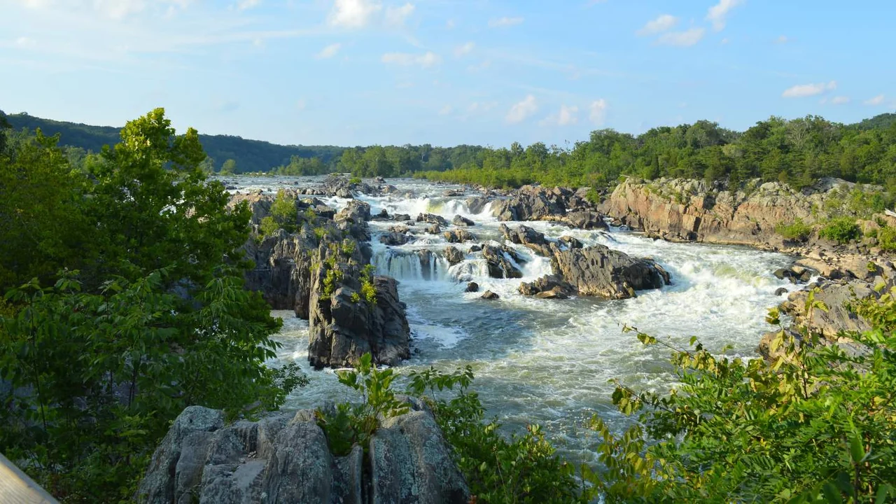 The Great Falls of the Potomac River viewed from the Virginia side.